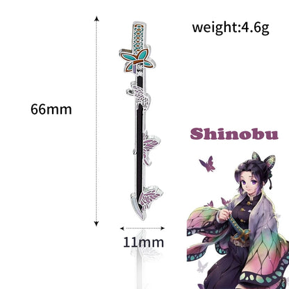 Anime Demon Slayer Brooch Enamel Kimetsu no Yaiba Sword Pins Weapon Badge Fans Cosplay Souvenir Props Backpack Jewelry Gift