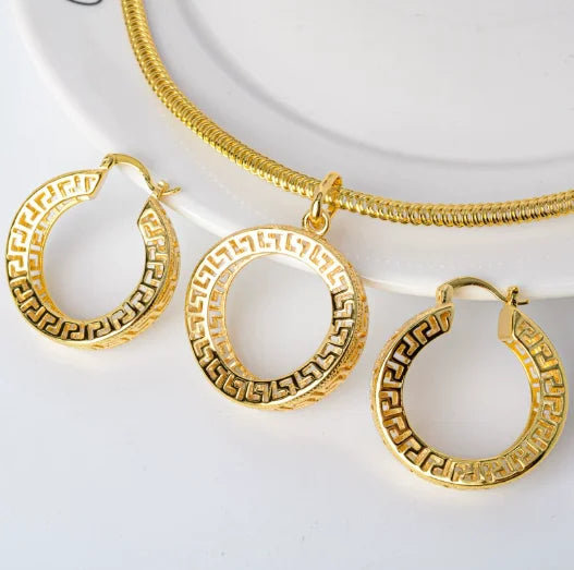 Sunnice Trendy Copper Earrings Pendant Set 18K Gold Plated for Women Gift Anniversary Party