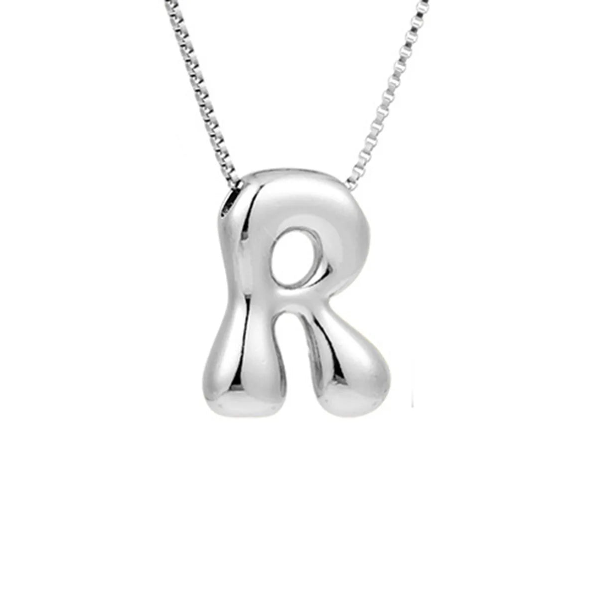 Delicate Chunky Balloon 26 Letter Necklace Bubble Initial Alphabet Pendant Box Chain Choker Stainless Steel Gold Plated Jewelry