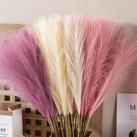 10PCS/Set Fluffy Pampas Grass Boho Decor Flower Fake Plant Reed Simulated Wedding Party Home Decoration Artificial Flowers