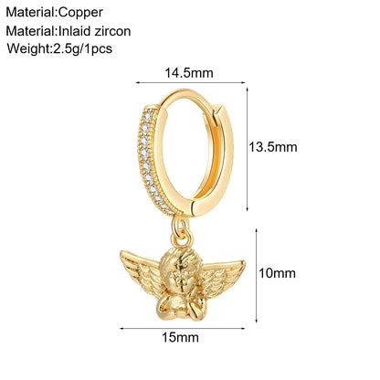 Cute Sun Moon Star Rainbow Red Heart Love Rose Flower Korean Hoop Earrings for Women Gold Color New In Earring High Quality