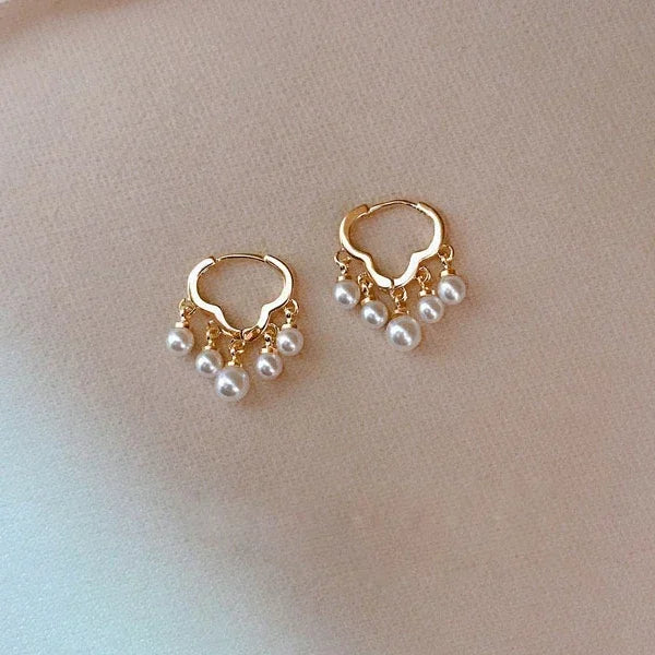 Real 925 Sterling Silver 14K Gold Cloud Pearl Tassel Pendant Hoop Earrings for Women Cute Fine Jewelry Light Luxury Accessories