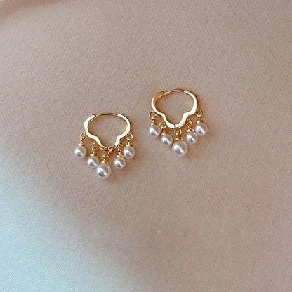 Real 925 Sterling Silver 14K Gold Cloud Pearl Tassel Pendant Hoop Earrings for Women Cute Fine Jewelry Light Luxury Accessories