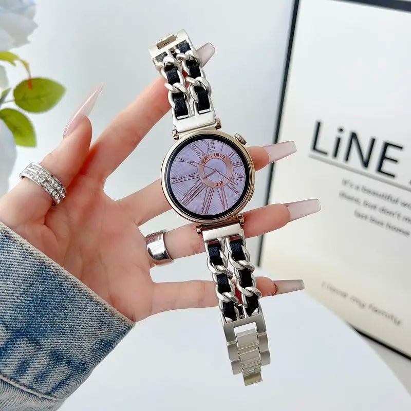 18mm Metal Strap for Huawei Watch GT5 41mm Gt 4 41mm Bands Stylish Leather Bracelet for Huawei Gt 5pro 42mm Women Metal Correa