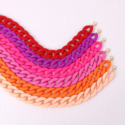 FishSheep Fashion Colorful Acrylic Matte Chain Choker Necklace for Women Statement Resin Wide Chain Collar Neck Jewelry 2024 New