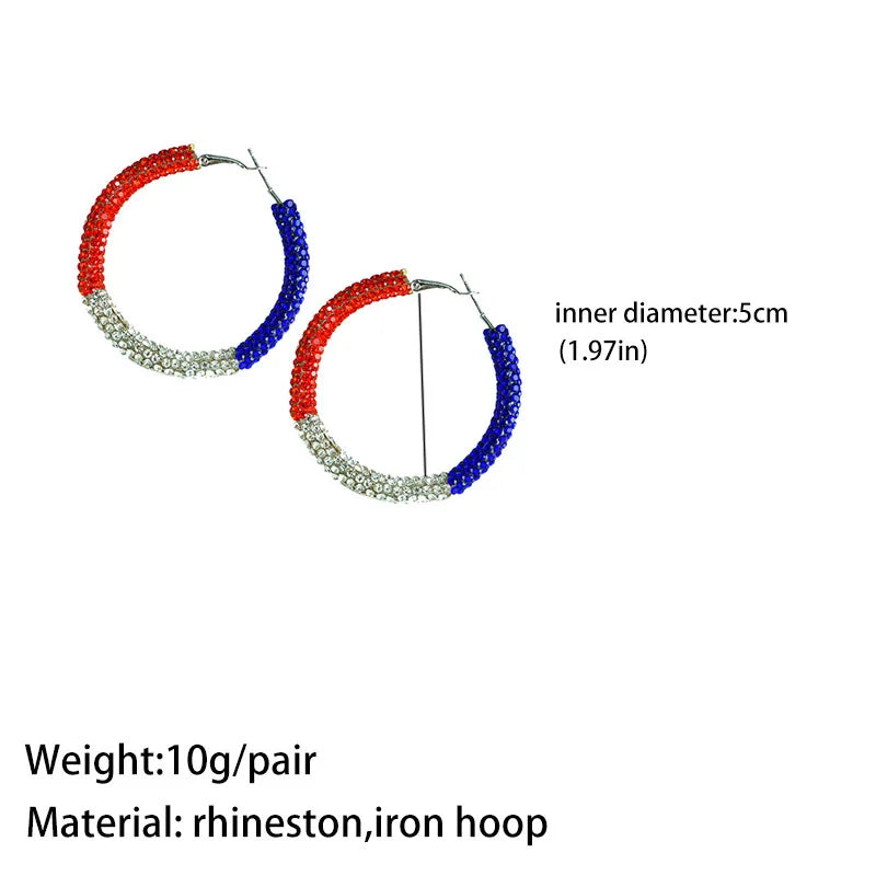 New Independence Day Earrings with Sparkling Diamonds American Flag Colors Patriotic Colors Blocked Water Minimalist Earrings