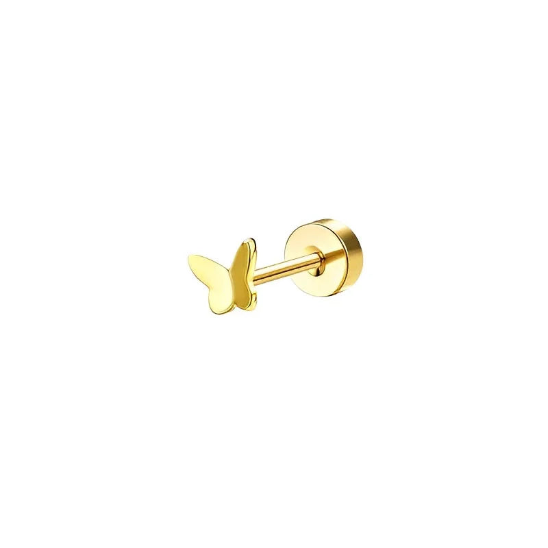 Bobisty 1pc Earrings for Sensitive Ears Surgical Stainless Steel Earrings for Women Dainty Flat Back Earring Stud Hoop Cartilage
