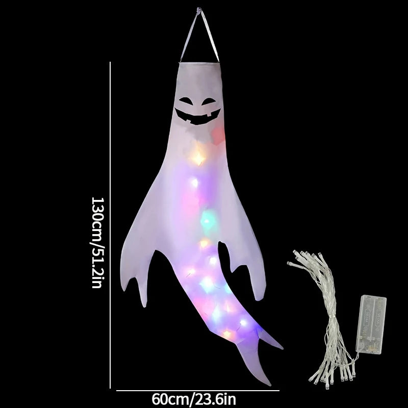 Halloween Floating Ghost Courtyard Hanging Ghost Hung on The Trees Halloween Scary Horror Atmosphere Decor Night Luminous Light