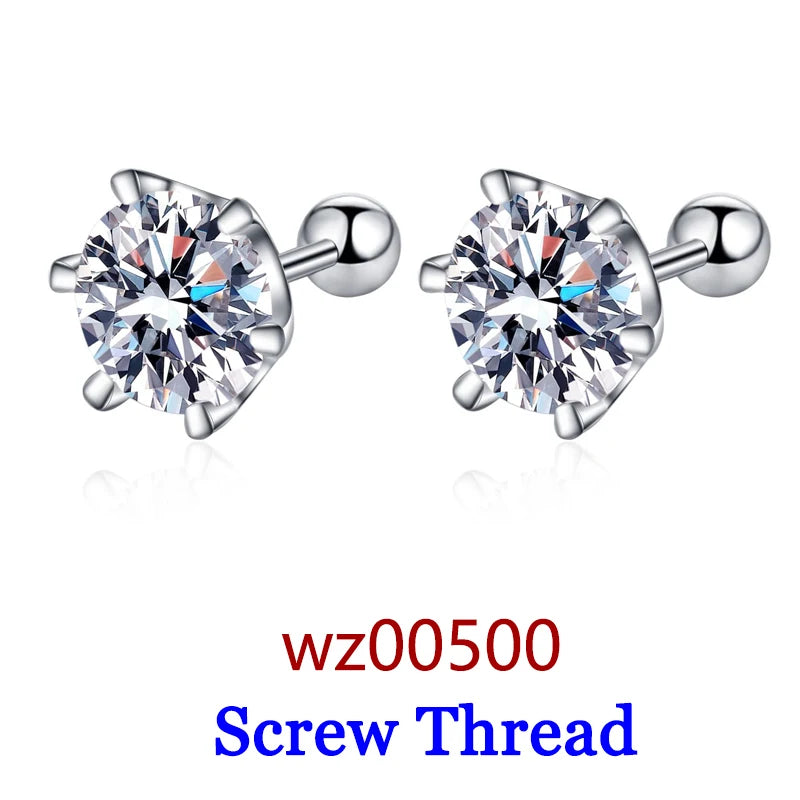 Premium 0.5-2ct Moissanite Diamond Stud Earrings for Women Orginal 925 Sterling Silver Screw Back Women Moissanite Earring 2025