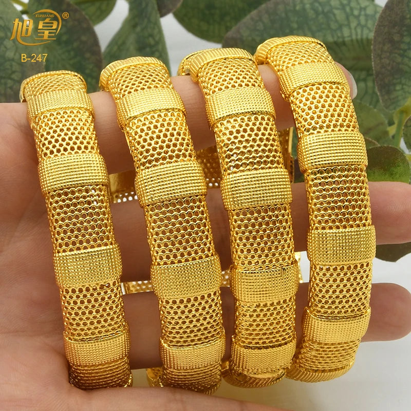 XUHUANG African Gold Color Bangles For Women Indian Middle Eastern Nigerian Wedding Luxury Plated Jewellery Brazilian Bangles