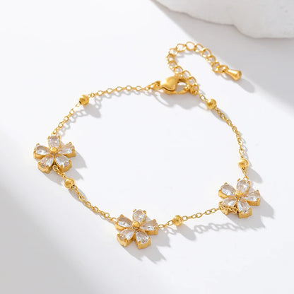 EILIECK 316L Stainless Steel Flower Clover Zircon Bracelet For Women Girl 2025 NewTrendy Wrist Chain Waterproof Jewelry Gift
