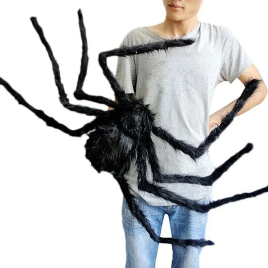 Halloween Big Plush Spider Horror Halloween Decoration Party Prop Outdoor Giant Spider Decor 30-200cm Chamber Prank Black Spider