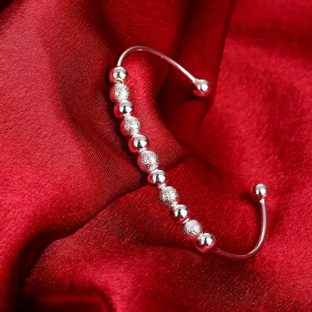 Trendy 925 Sterling Silver Big Bangles Bracelet Cute Charms for Women Lady Fashion Jewelry Adjustment Cuff Wedding Luxury