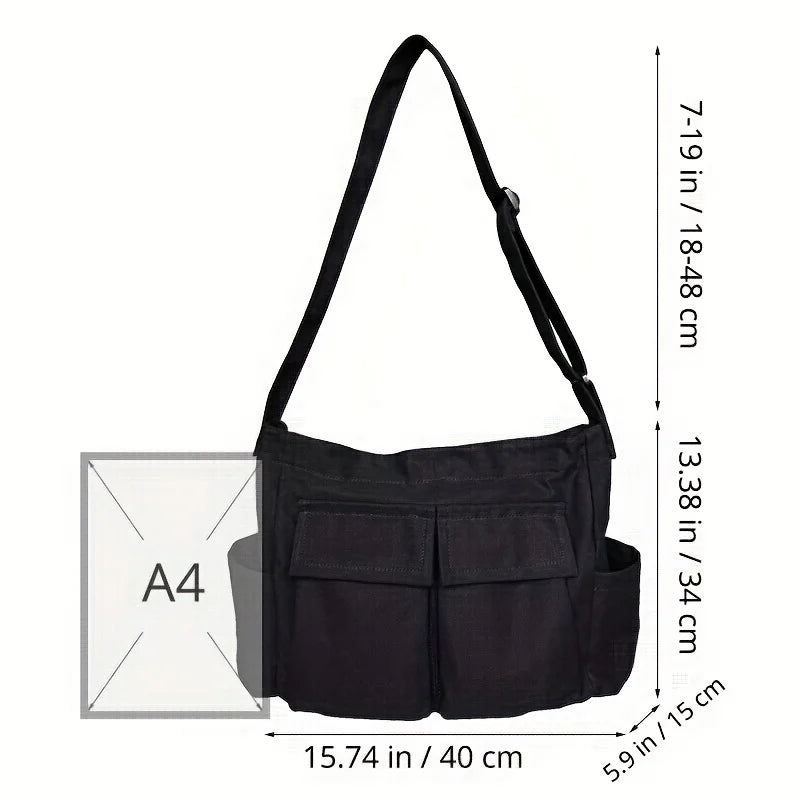 2025 Portable Canvas Shoulder Bag Large Capacity Retro Messenger Bag New Semester Student School Waterproof Messenger Bag