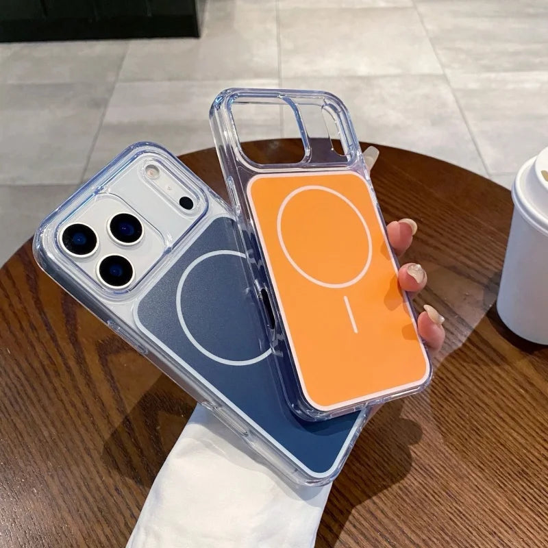 Anti-yellowing Matte Back Panel Magnetic Phone Case For IPhone17 Pro Max Air Wireless Charging Clear Soft Border Anti-Drop Cover