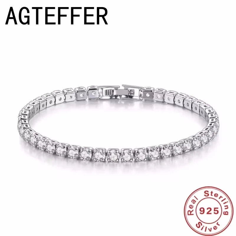 New 925 Sterling Silver Hip Hop Fashion Women's Tennis Bracelet Rose Gold Shining Cubic zirconia Bracelet Wedding Jewelry Gift