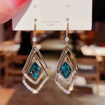 925 Silver Needle Vintage Green Crystal Butterfly Drop Earrings for Women Jewelry New Trending Luxury Zircon Women's Earrings