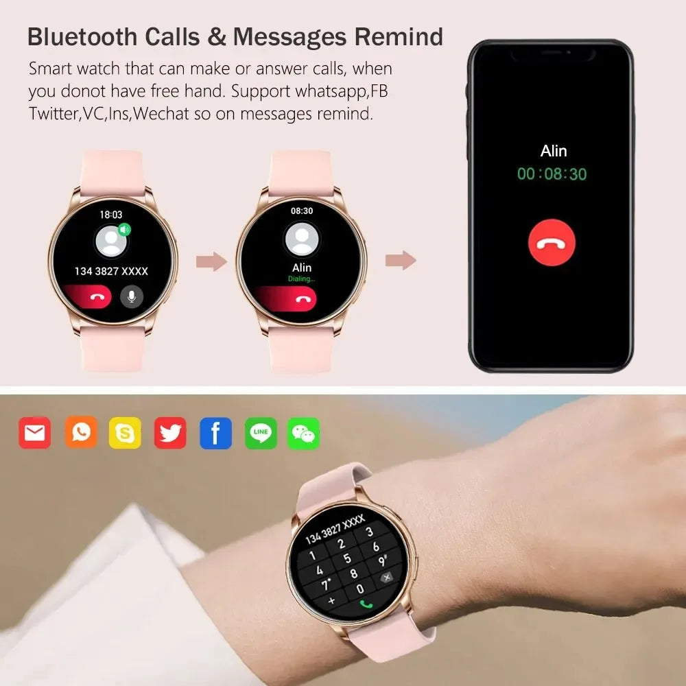 Fashion New Bluetooth Call Smartwatch Women Custom Dial Watches Men Sport Fitness Tracker Heart Rate Multifunction Smartwatches