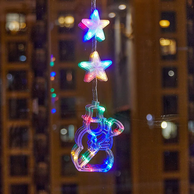 Christmas LED Suction Cup Lights Santa Claus Snowflake Elk Window Decoration Christmas Home Decoration New Year Lights Navidad