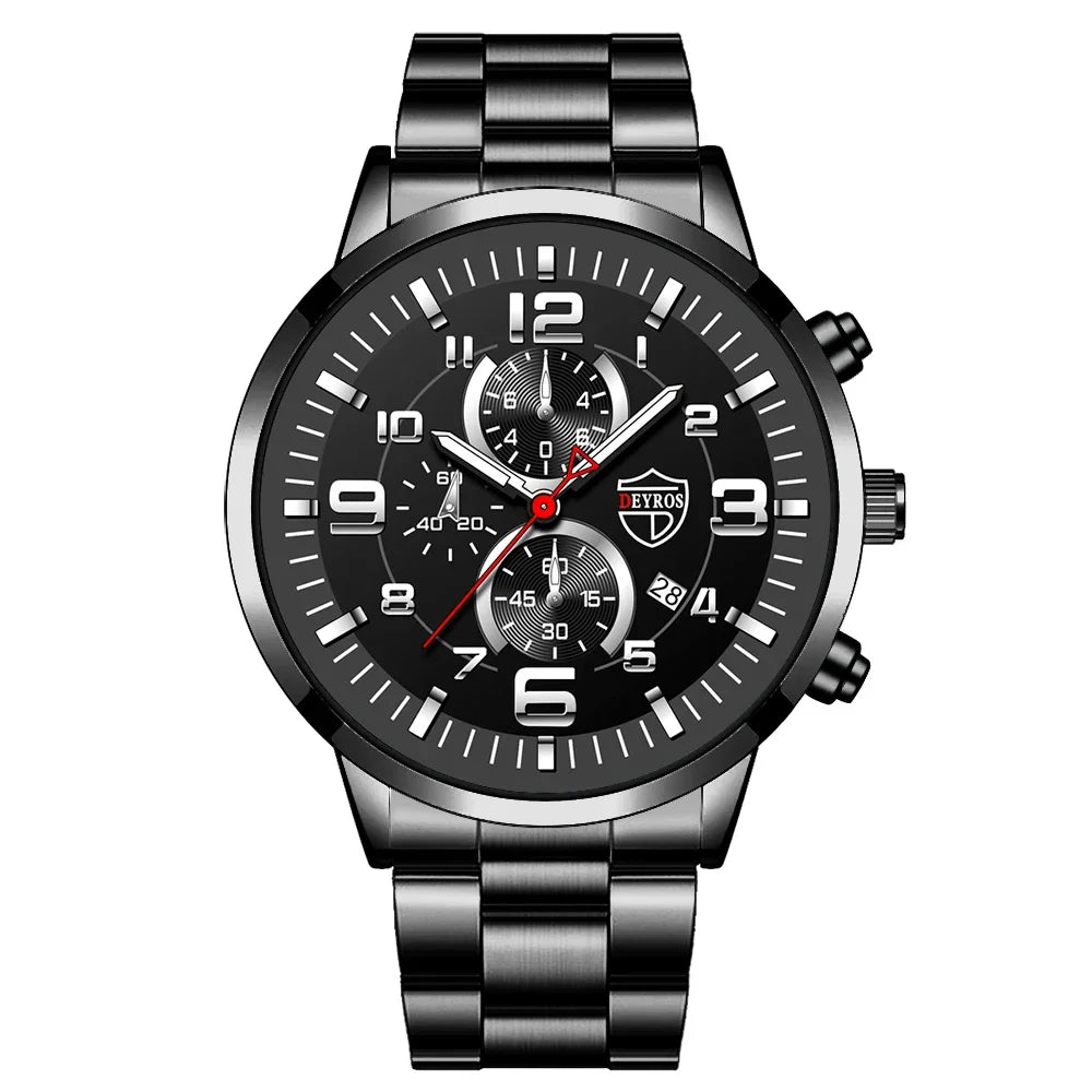 Men's Watches Luxury Stainless Steel Quartz Watch Man Leather Calendar Sports Wristwatch Luminous Clock reloj hombre