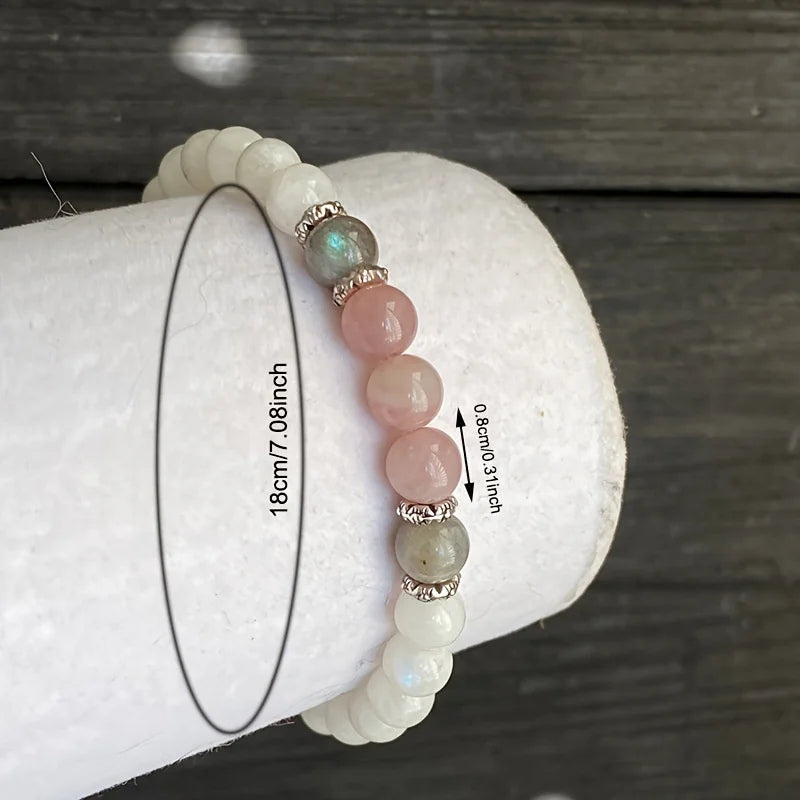1pc/Moonstone, Labradorite and Rose Quartz Bracelet Calm, Spiritual, New Beginnings, Positive Energy, Protection Stress Relief
