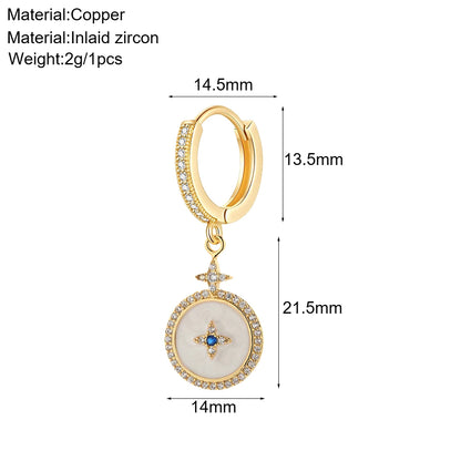 Cute Sun Moon Star Rainbow Red Heart Love Rose Flower Korean Hoop Earrings for Women Gold Color New In Earring High Quality