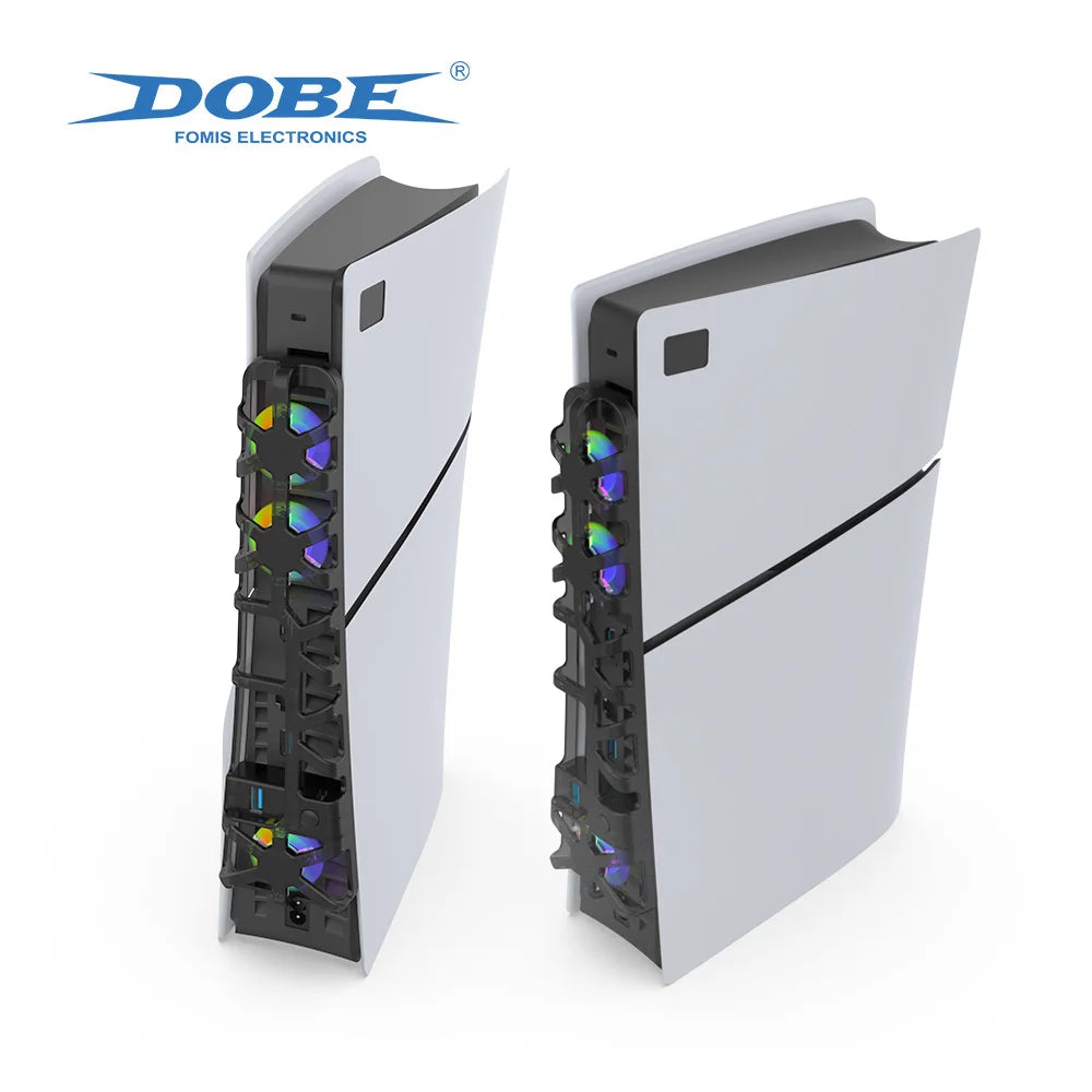 DOBE Cooling Fan for PS5 Slim Disc Edition/Digital Edition with RGB Lighting and USB 3.0 Port TP5-3538S
