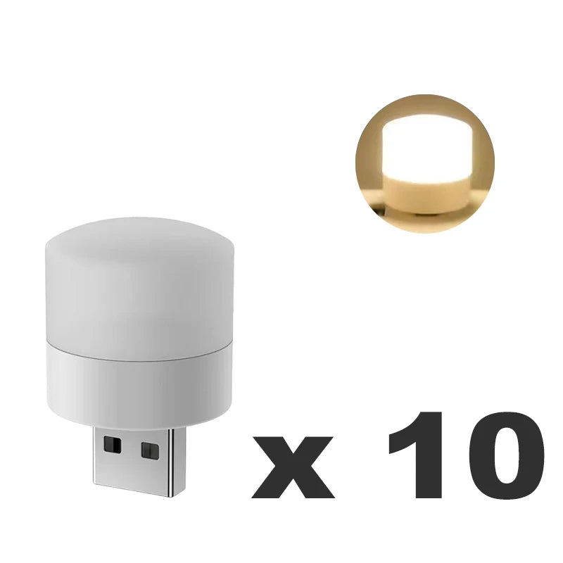 1/20Pcs Mini USB Night Light Warm White Eye Protection Book Reading Light USB Plug Computer Mobile Power Charging LED Night Lamp