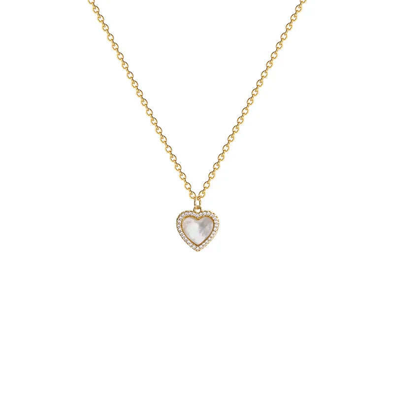 2025 New18K Real Gold Plating Love Shell Pendant Stainless Steel Necklace Women's Heart Choker Chain Necklaces Vintage Jewelry