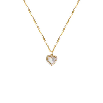 2025 New18K Real Gold Plating Love Shell Pendant Stainless Steel Necklace Women's Heart Choker Chain Necklaces Vintage Jewelry