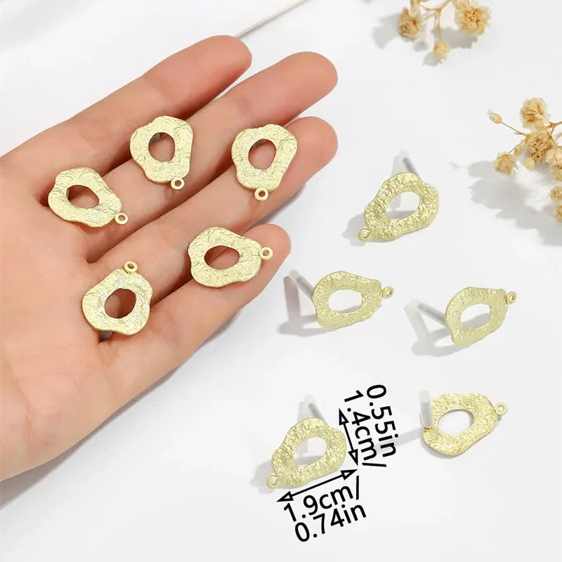 10pcs/set DIY Stainless Steel Earrings Connectors Round Irregular Gold Color Earrings Back Earrings Setting for Jewelry Making