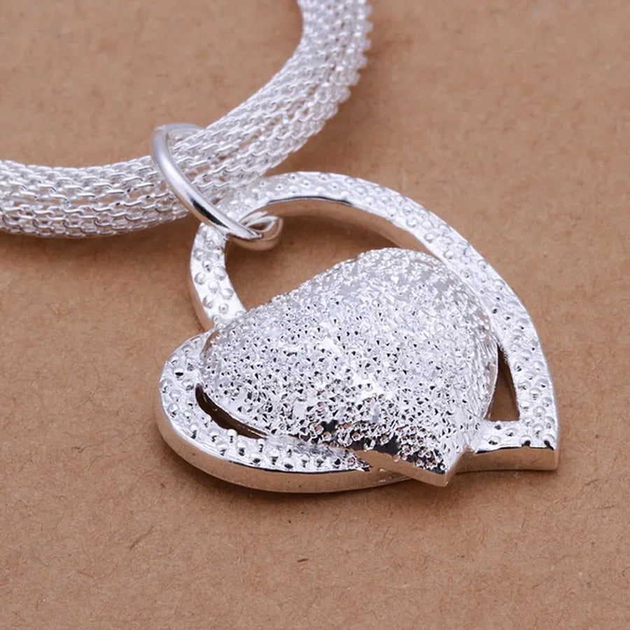 silver Plated gorgeous charm fashion charm heart wedding lady love necklace noble luxury 18 inches Silver jewelry , N270