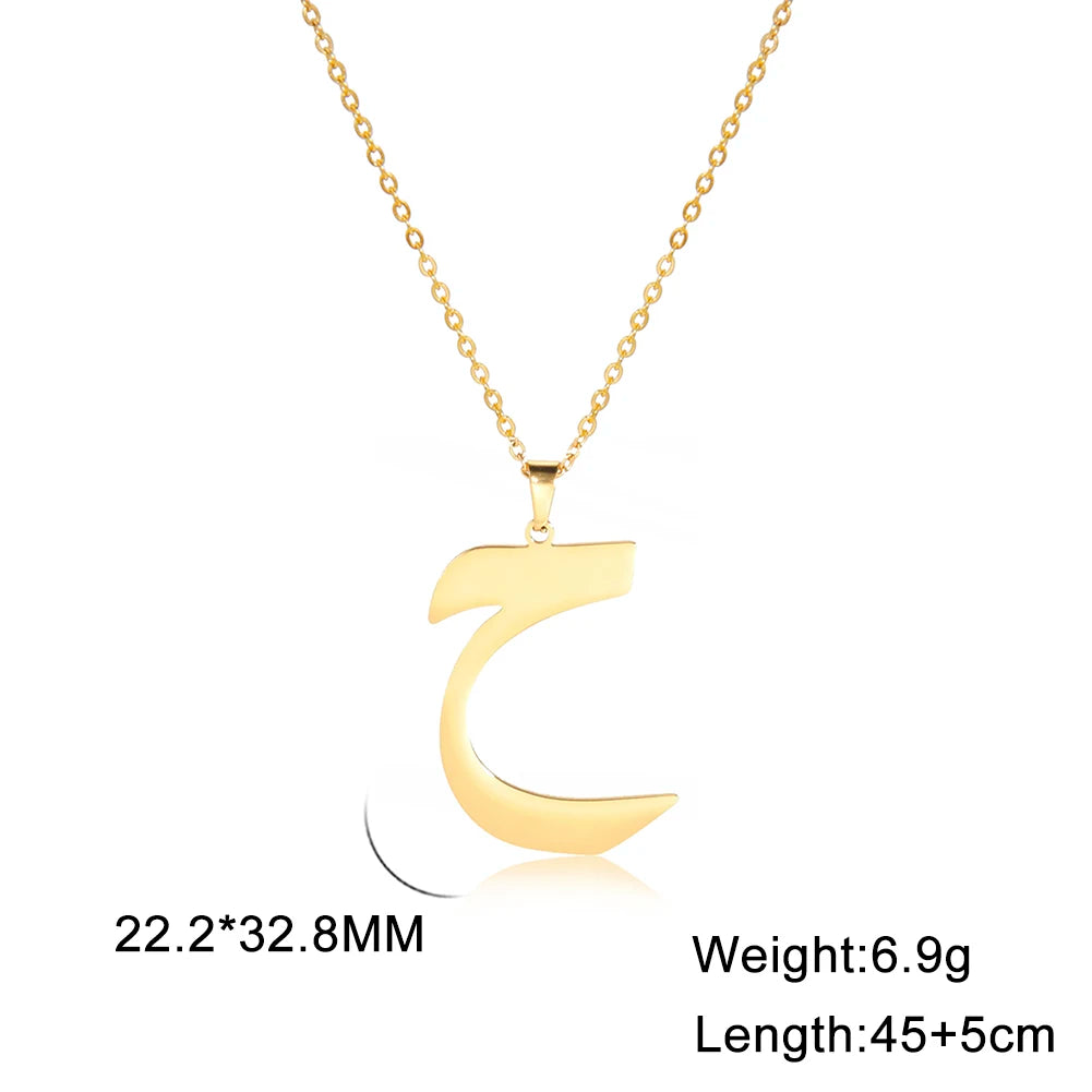 Cazador Gold Color 28 Arabic Letter Necklace for Women Stainless Steel Arab Alphabet Pendant Choker Necklaces Jewelry 2024 Trend