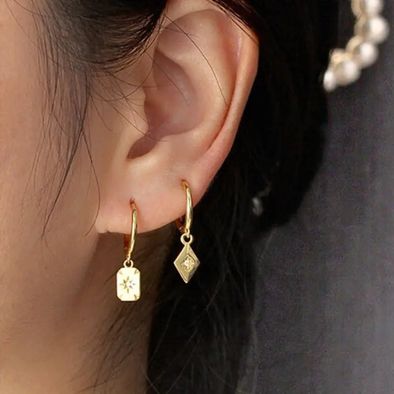 925 Sterling Silver Needle Vintage Gold Earrings Luxury Long Chain Tassel Crystal Hoop Earrings for Women Party Trend Jewelry