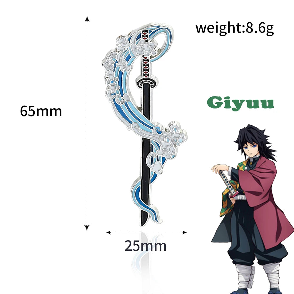Anime Demon Slayer Brooch Enamel Kimetsu no Yaiba Sword Pins Weapon Badge Fans Cosplay Souvenir Props Backpack Jewelry Gift