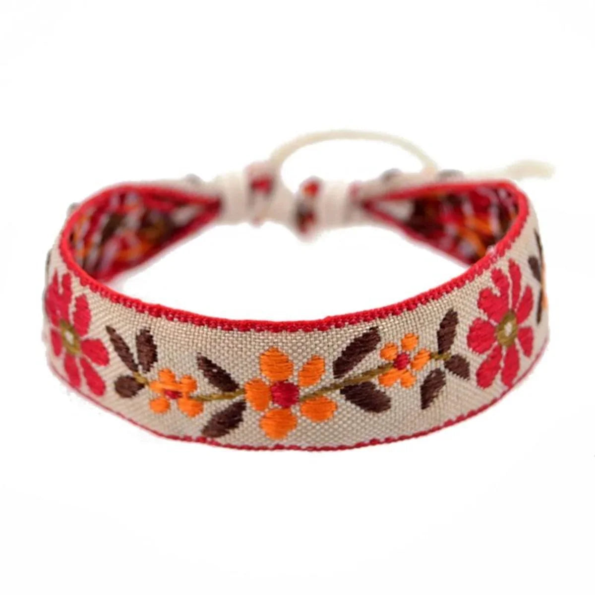 1pcs Boho Strawberry Flower Embroidered Bracelet for Kids Handmade Braided Bracelet Friendship Wrap Thread Woven Wristbands
