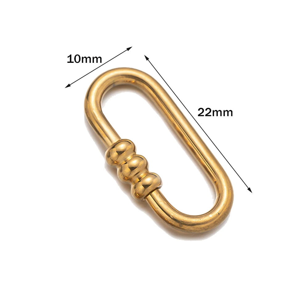 5pcs Gold Stainless Steel Heart Screw Carabiner Lock Connector Fastener Clip For DIY Necklaces Keychain Jewelry Making Supplies