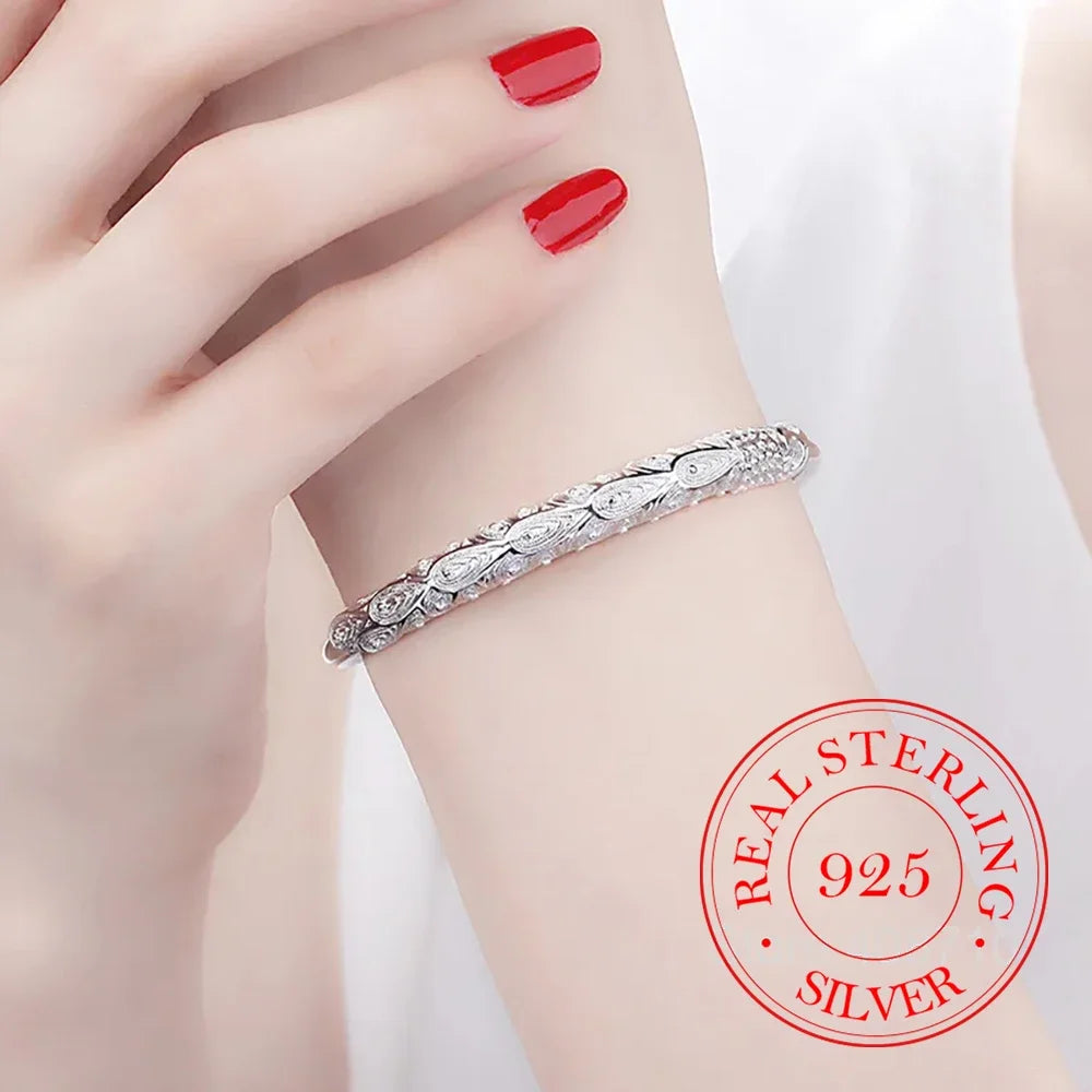 925 Sterling Silver Luxury Noble Phoenix Bangle Bracelets for Women Adjustable Fashion Party Wedding Accessories Jewelry Gifts