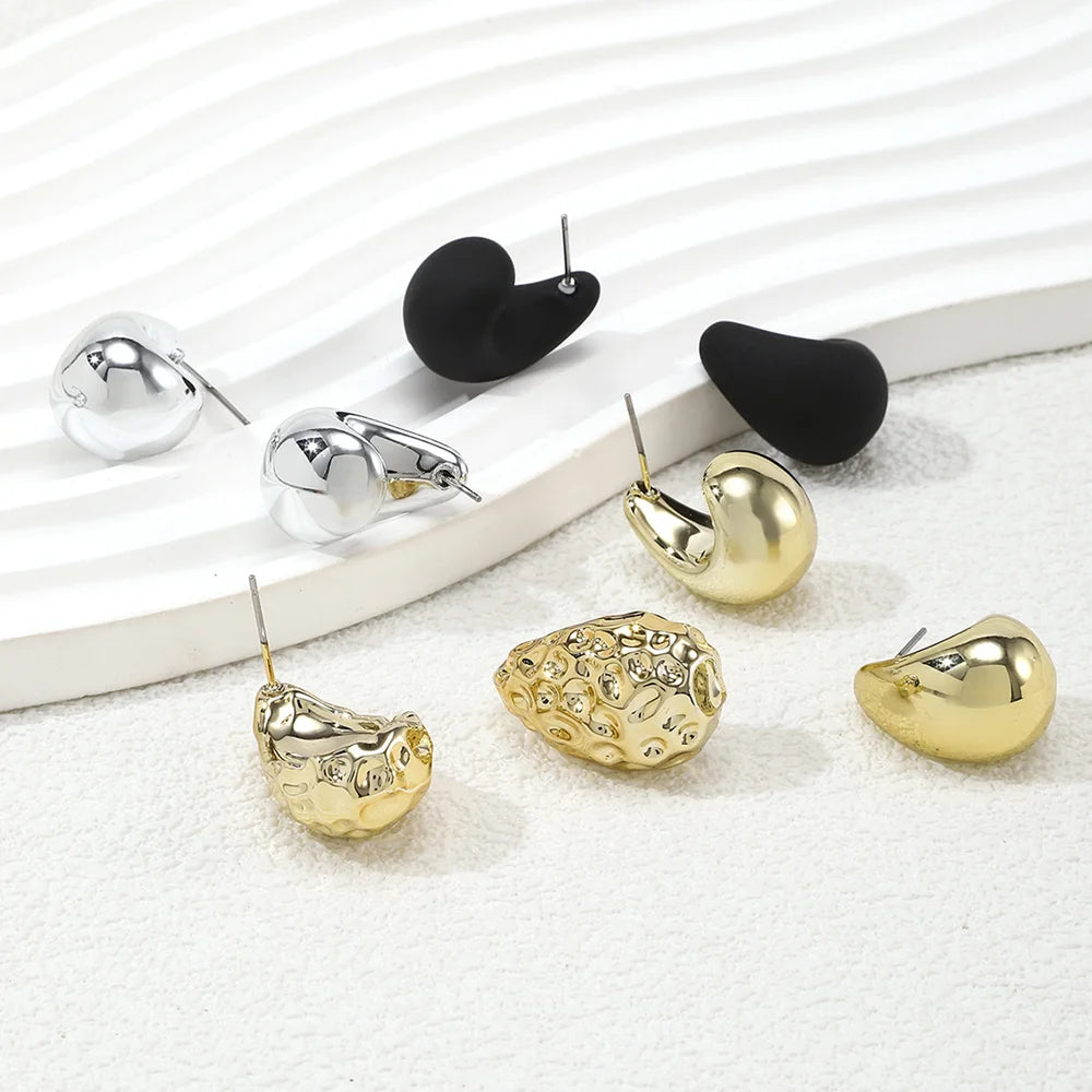 4Pair/Set Vintage Glossy Thick Acrylic Water Drop Stud Earring Fashion Creative Tear Drop Earrings Women's Elegant Party Jewelry