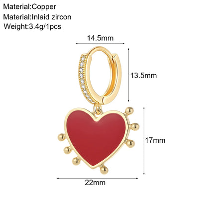 Cute Sun Moon Star Rainbow Red Heart Love Rose Flower Korean Hoop Earrings for Women Gold Color New In Earring High Quality