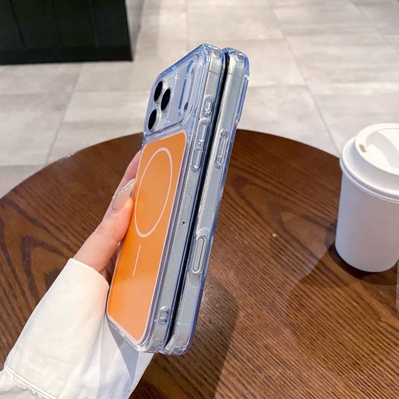 Anti-yellowing Matte Back Panel Magnetic Phone Case For IPhone17 Pro Max Air Wireless Charging Clear Soft Border Anti-Drop Cover