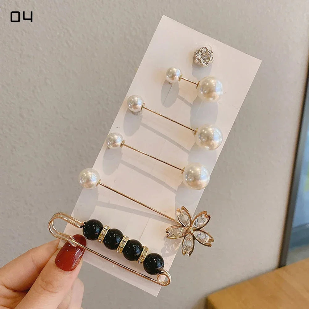 13 Styles Set Big Beads Simulated Pearl Brooch Pins Rhinestone Decorated Dress Buckle Jewelry Broaches for Men And Women