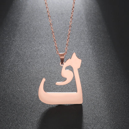 Cazador Gold Color 28 Arabic Letter Necklace for Women Stainless Steel Arab Alphabet Pendant Choker Necklaces Jewelry 2024 Trend