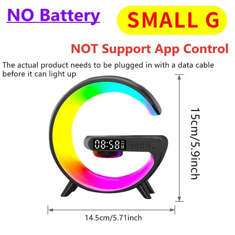 Bluetooth Speaker Holder Bedroom Ambient Lighting and Alarm Clock Creative Office Wireless Charging Stand for iPhone Samsung