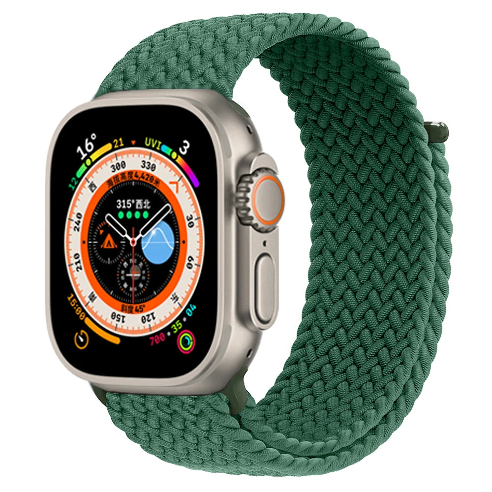 Braided Solo Loop For Apple watch Ultra 2 Band 40mm 44mm 49mm 45mm 41mm 38mm 42mm Elastic bracelet iWatch series 9 8 7 se Strap