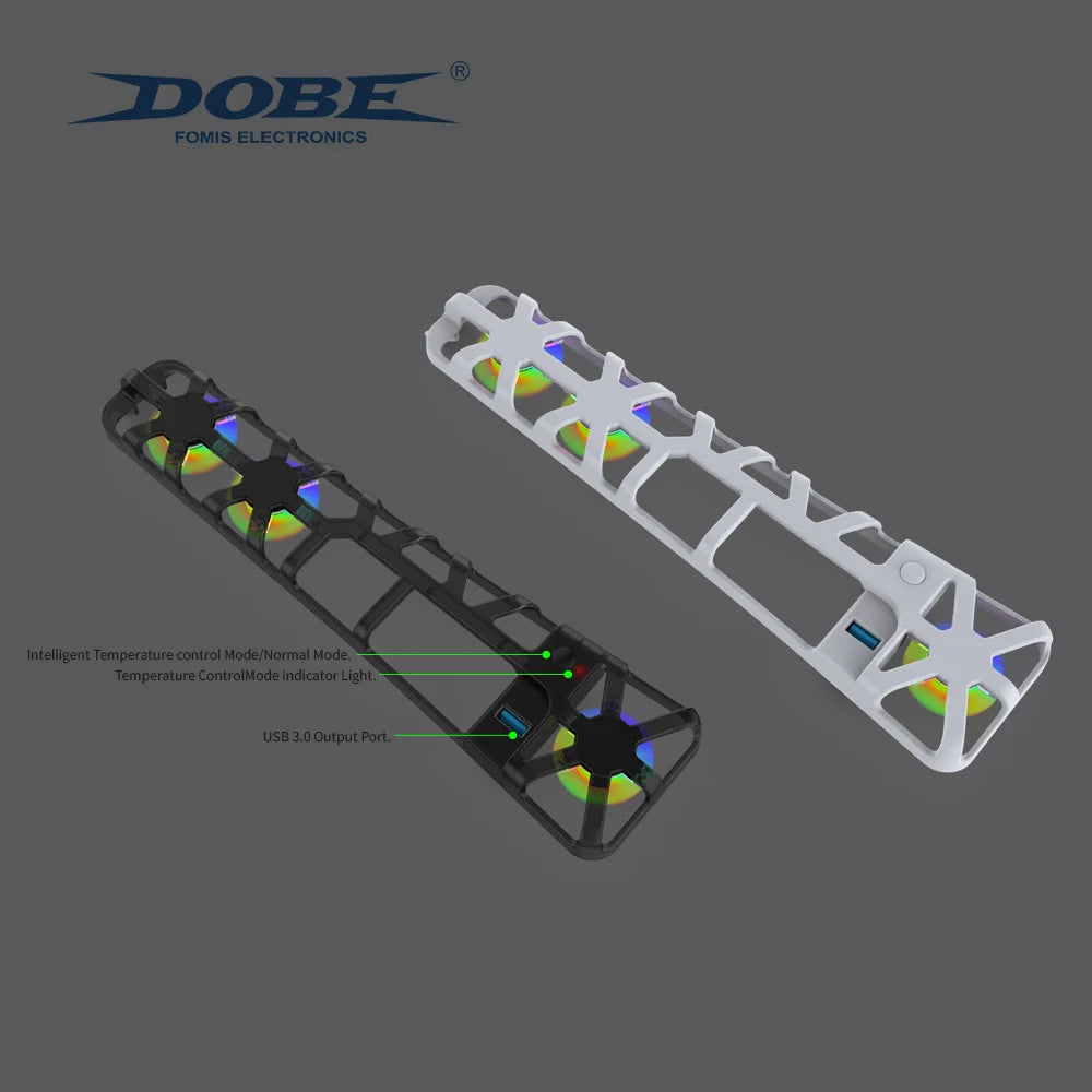 DOBE Cooling Fan for PS5 Slim Disc Edition/Digital Edition with RGB Lighting and USB 3.0 Port TP5-3538S