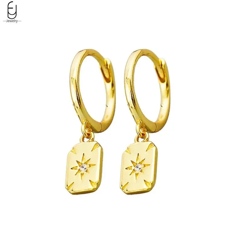 925 Sterling Silver Needle Vintage Gold Earrings Luxury Long Chain Tassel Crystal Hoop Earrings for Women Party Trend Jewelry