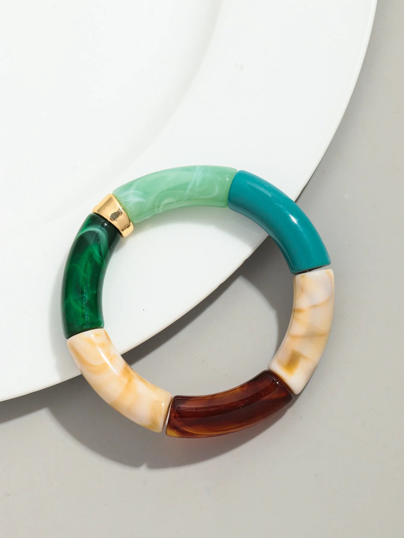 Bohomia Acrylic Design Style Chunky Bamboo Stackable Bracelet for Women Boho Elastic Colorful Tube Beads Braceletes 2024 Jewelry
