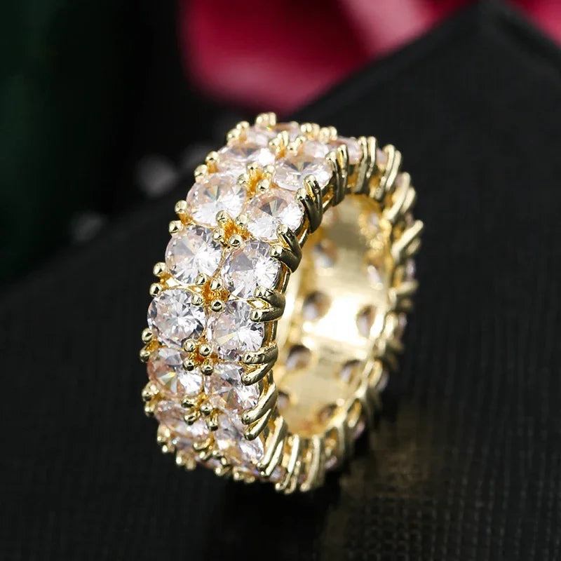 Luxury Gold Color Geometry Cubic Zirconia Wedding Rings for Elegant Women Engagement Ring Party Jewelry Gift