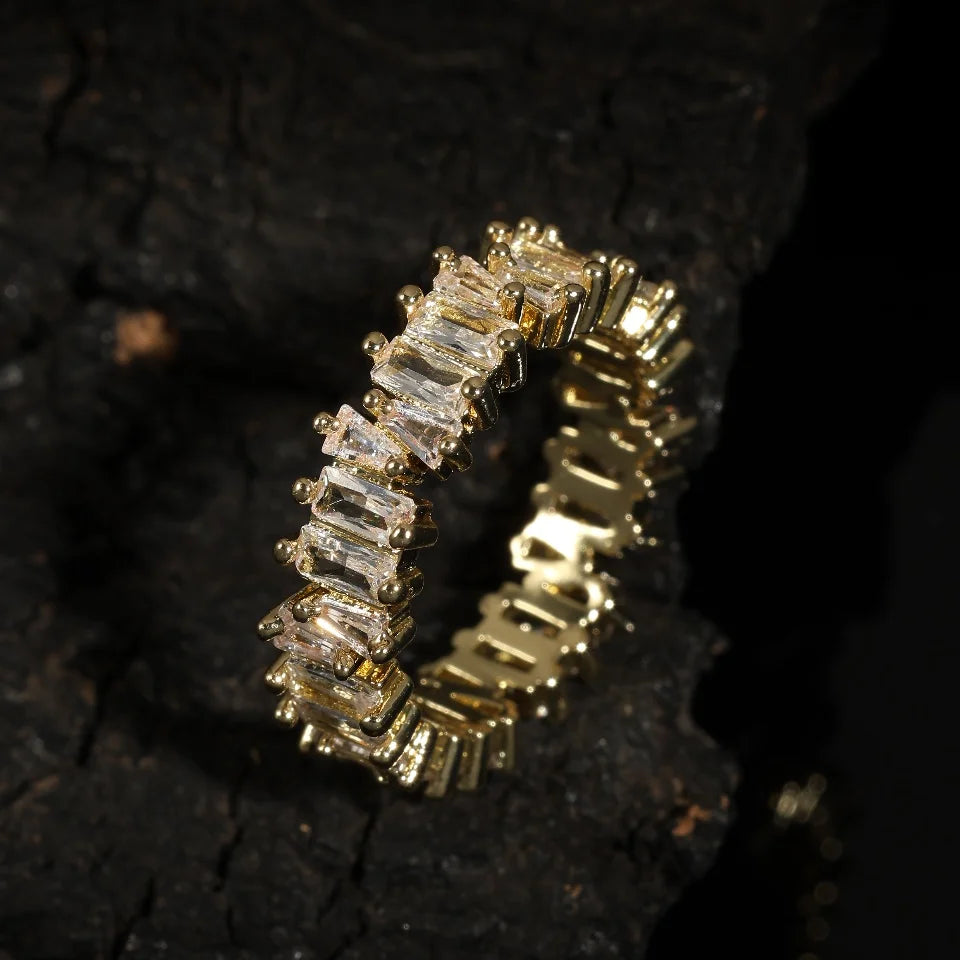 ZAKOL Fashion Murtilcolor Baguette Zirconia Rings for Women Marquise Crystal Men Ring Wedding Party Jewelry Gift